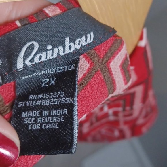 Rainbow red diamond pattern blouse - Picture 5 of 5